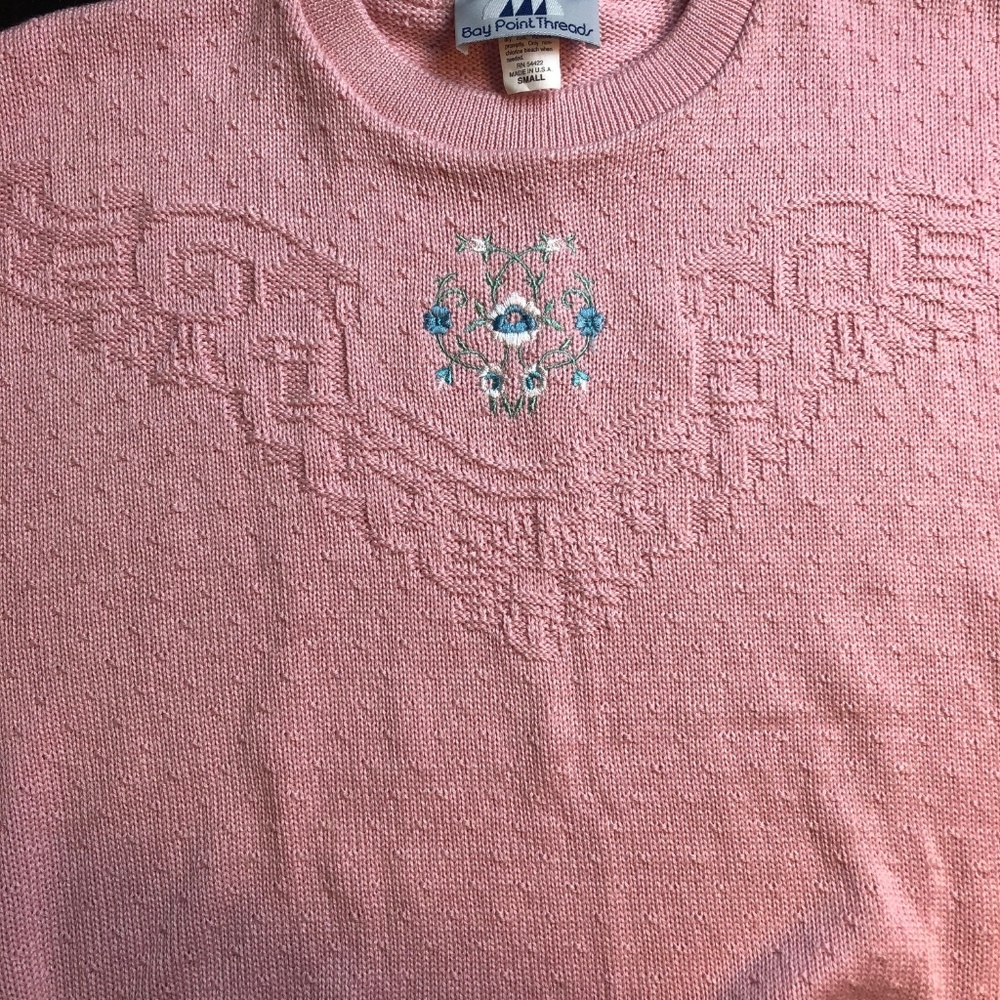 Vintage Bay Point Threads Floral Knit Sweater - Picture 6 of 8